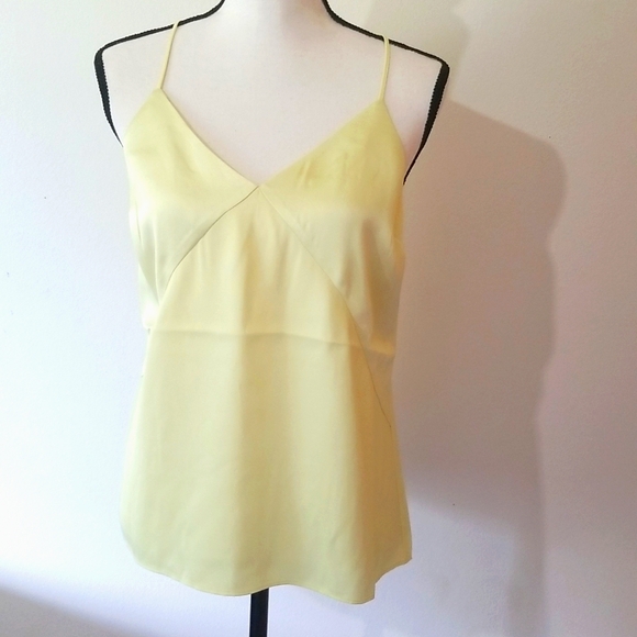 Express bright yellow satin adjustable strap top New criss cross  Small - Picture 4 of 12